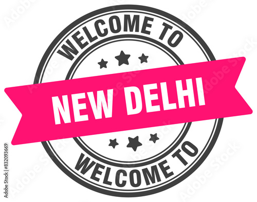 Welcome to New Delhi stamp. New Delhi round sign
