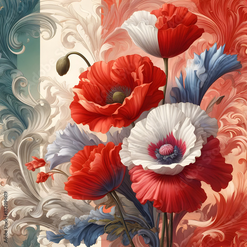 Wallpaper Mural background with poppies Torontodigital.ca