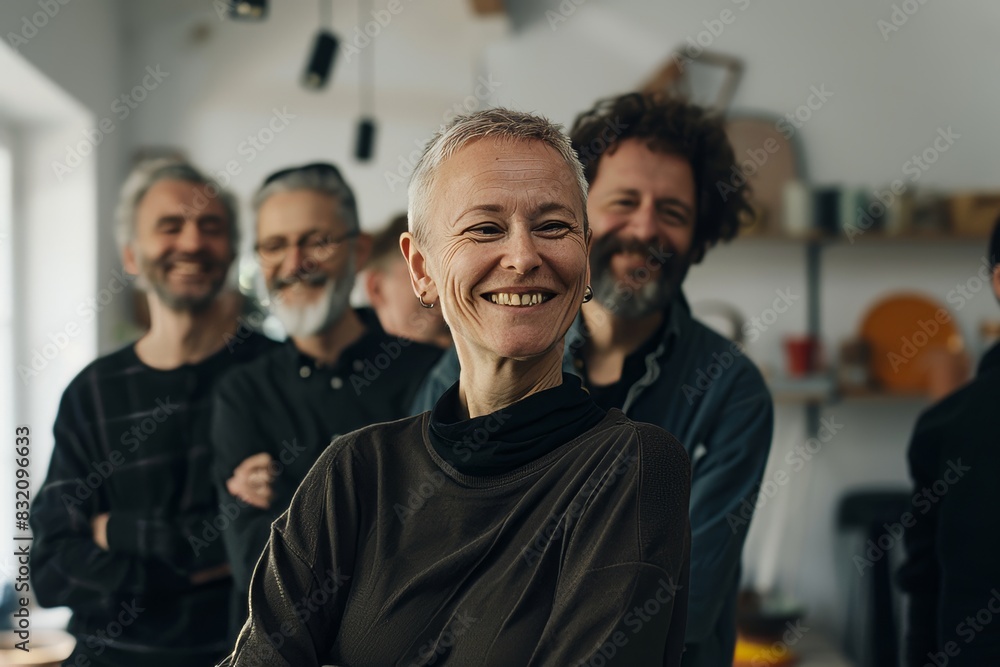 Portrait of a smiling senior woman with her friends in the background Portrait of a smiling senior woman with her friends in the background