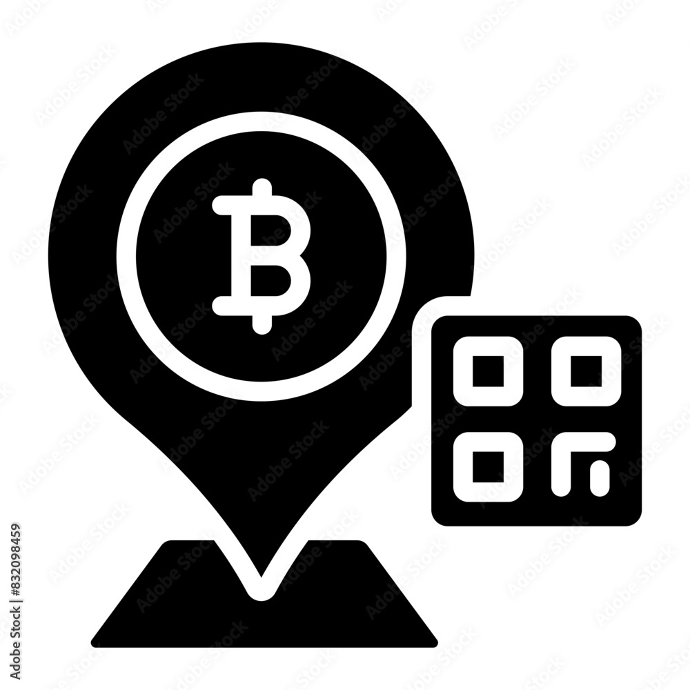 A glyph design icon of bitcoin location
A glyph design icon of bitcoin location