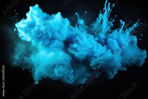 Explosion of colored powder on black background dust fireworks smoke chemicals cosmetics presentation explosive outstanding impressive backdrop