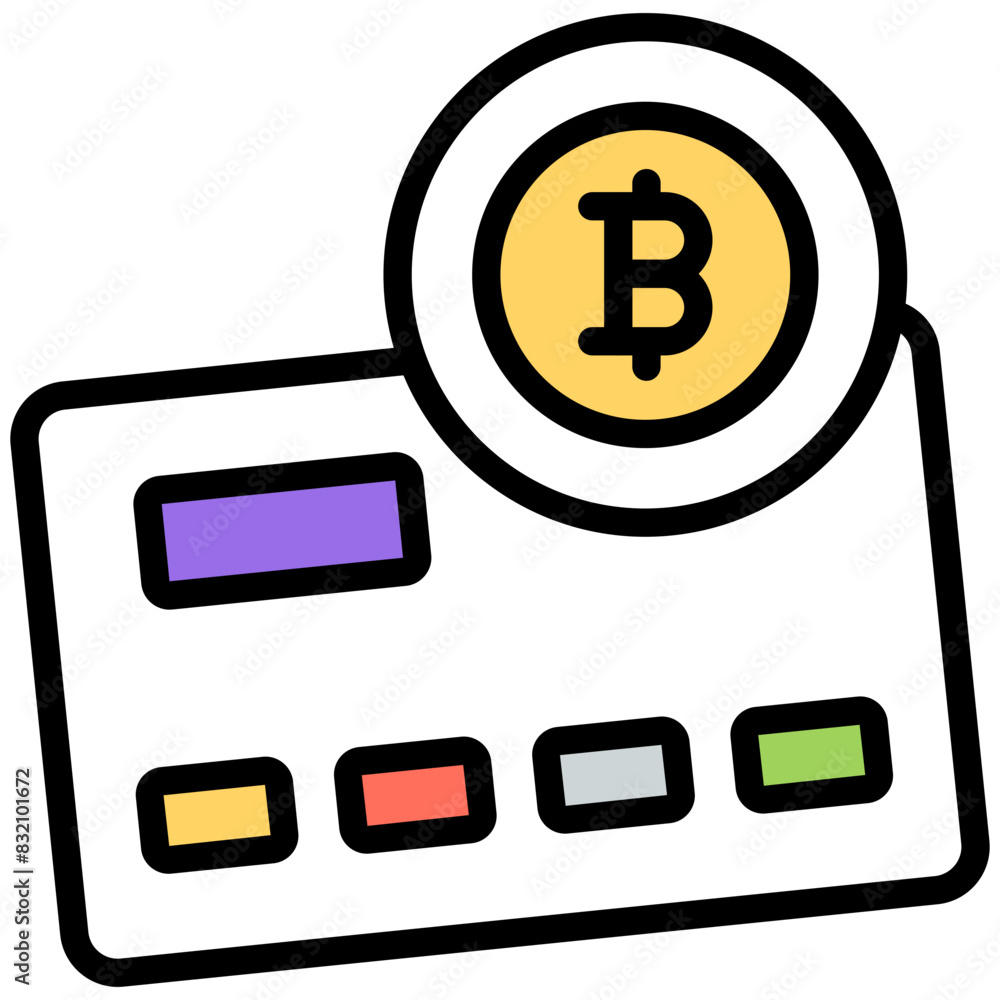 A colored design icon of bitcoin credit card
A colored design icon of bitcoin credit card