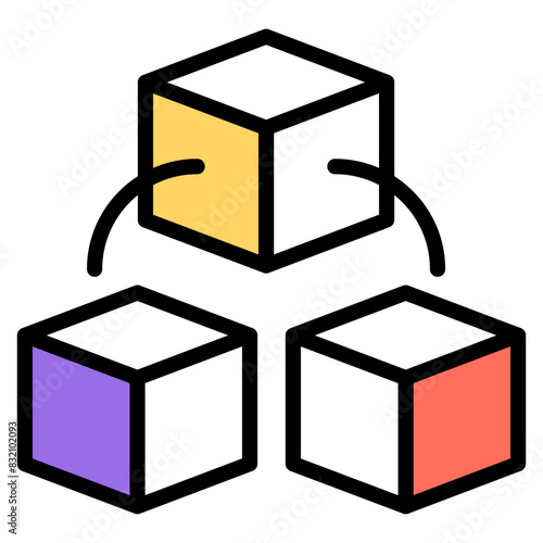 Editable design icon of 3d cubes

