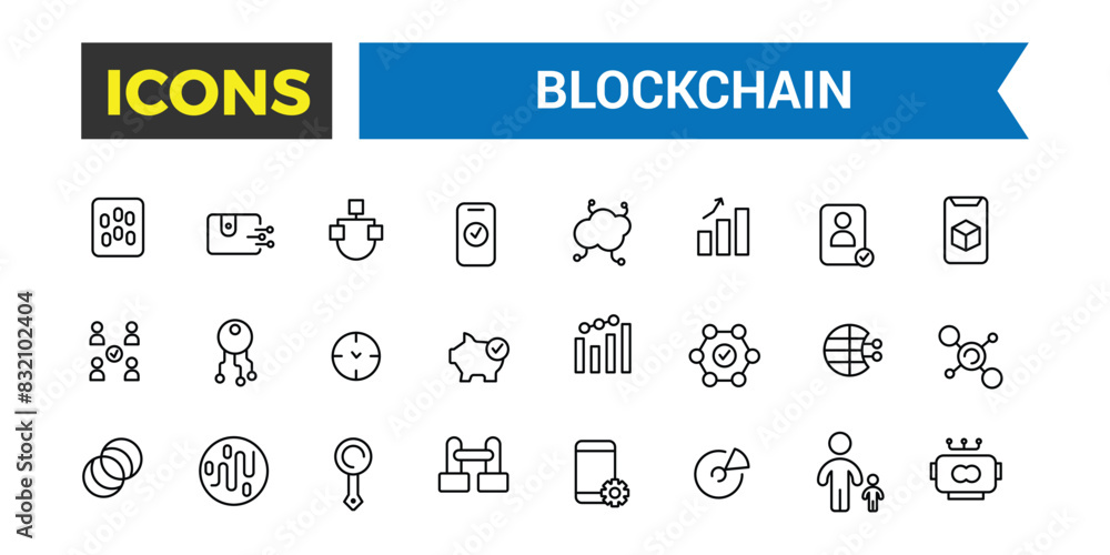 Blockchain Related Vector Line Icons. Blockchain outline icons with editable stroke collection. Editable vector icon and illustration. Blockchain Related Vector Line Icons. Blockchain outline icons with editable stroke collection. Editable vector icon and illustration.