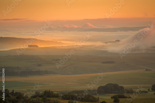 View of landscape from Kloppenheim Country Estate at sunrise, Machadodorp, Province of Mpumalanga, South Africa photo