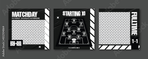 Sport Social Media Post Template , Football Match Day , Starting 11 , Starting Eleven , Player name  and Number