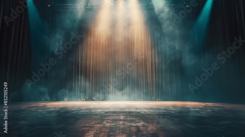 background illustration of empty stage with spotlight © Raffaza