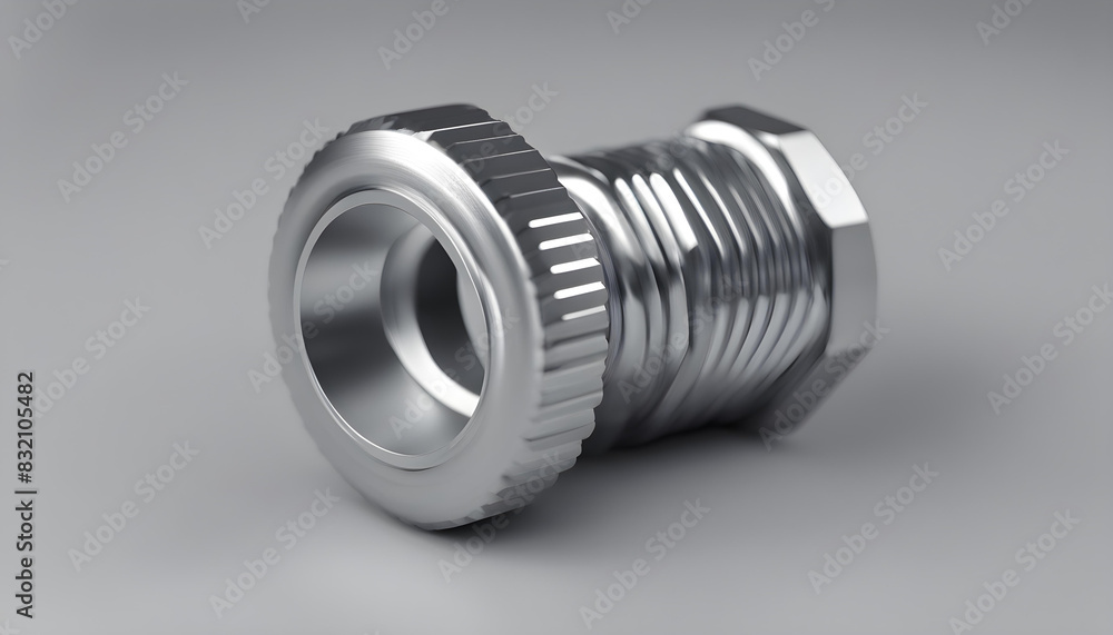 Metallic grey Knurled Nut. 3d render. Isolated on white background Metallic grey Knurled Nut. 3d render. Isolated on white background