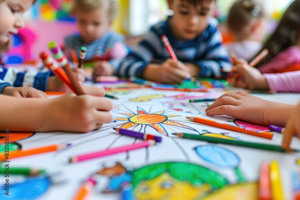 Fototapeta premium Activities within the kindergarten classroom