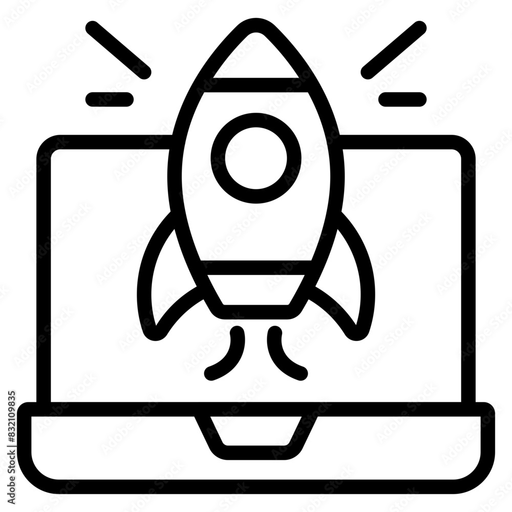 A line design icon of online launching
A line design icon of online launching