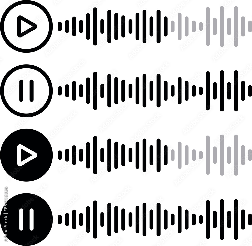 Voice message wave with play and pause button. Vector illustration Voice message wave with play and pause button. Vector illustration
