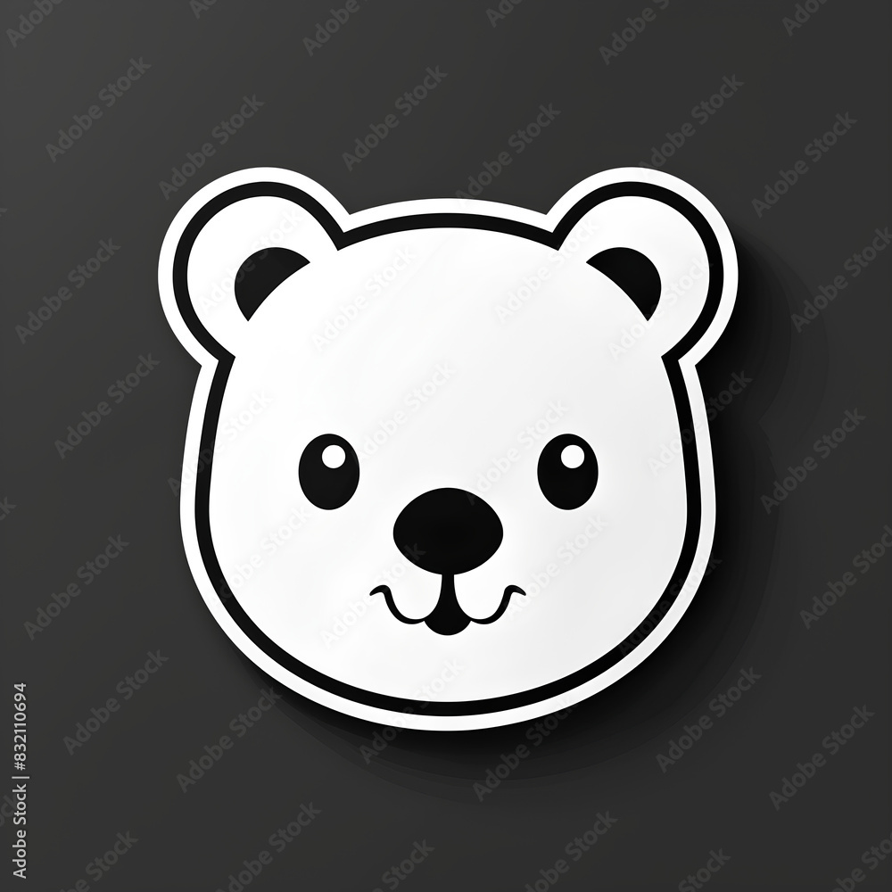 Naklejka premium Cute Polar Bear Sticker on Black Background