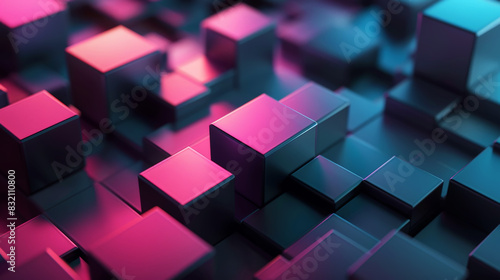 Digital style background with smooth 3d cubes, dark matte pastel colors, aesthetic business concept. Generative AI