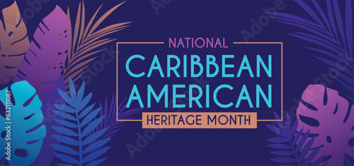 Caribbean American Heritage Month in June. Culture Month to the people of America. Celebrate annual with festival. Happy holiday. Poster, card, banner and background. Vector illustration