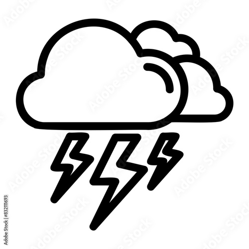 thunderstorm outline style icon