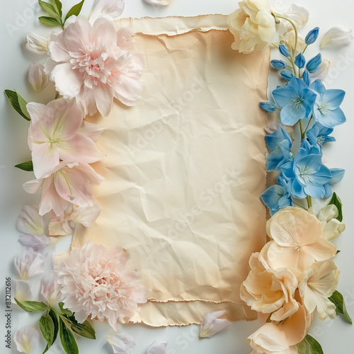 Background images, delicate flower vignette, women's holiday, wedding invitation, AI creation © Lara