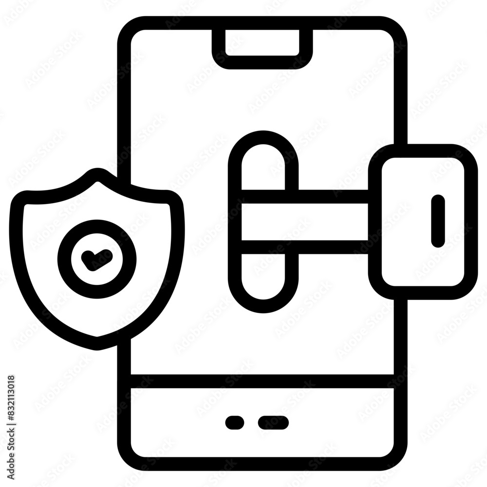 A linear design icon of mobile security
A linear design icon of mobile security