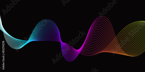 Rainbow flowing waves abstract banner design