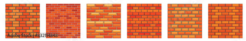 Brick wall pattern seamless background.Brown brick wall background, Red brick wall seamless, block brick wall pattern texture, Vector brick wall seamless background set.