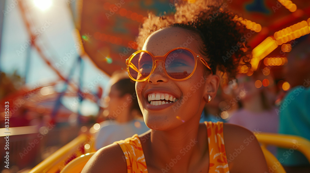 Woman wearing sunglasses at carnival