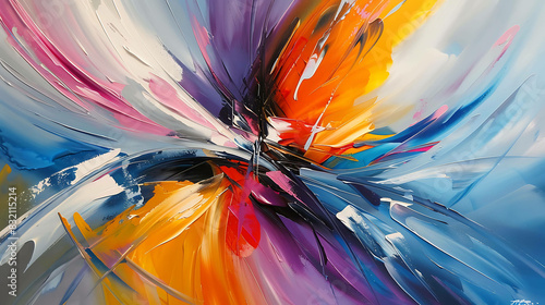 Colorful abstract painting with a variety of bright colors. photo