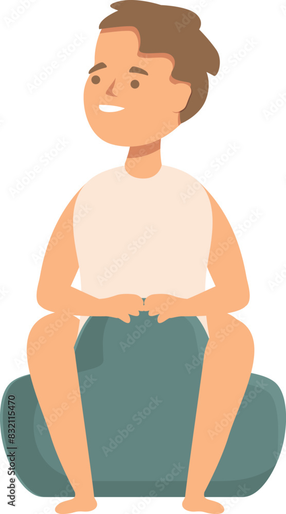 Vector illustration of a cheerful young boy sitting calmly with a gentle smile Vector illustration of a cheerful young boy sitting calmly with a gentle smile