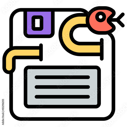 A trendy design icon of infected floppy

