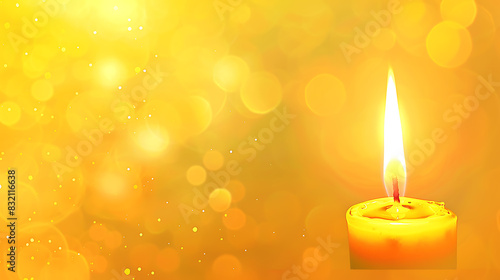 A beautiful candle burning brightly against a soft, golden background. The candle is a symbol of hope, peace, and love.