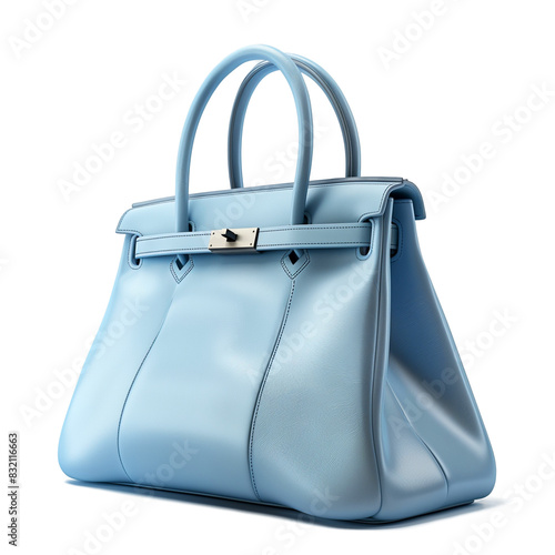 Luxury pastel blue leather women's handbag