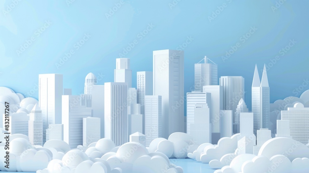Paper Building: Modern City Skyline Architecture in White Paper Art Paper Building: Modern City Skyline Architecture in White Paper Art