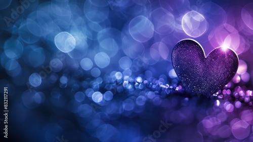 Heart Background Blue. Abstract Nubes Bokeh in Blue and Purple Tones