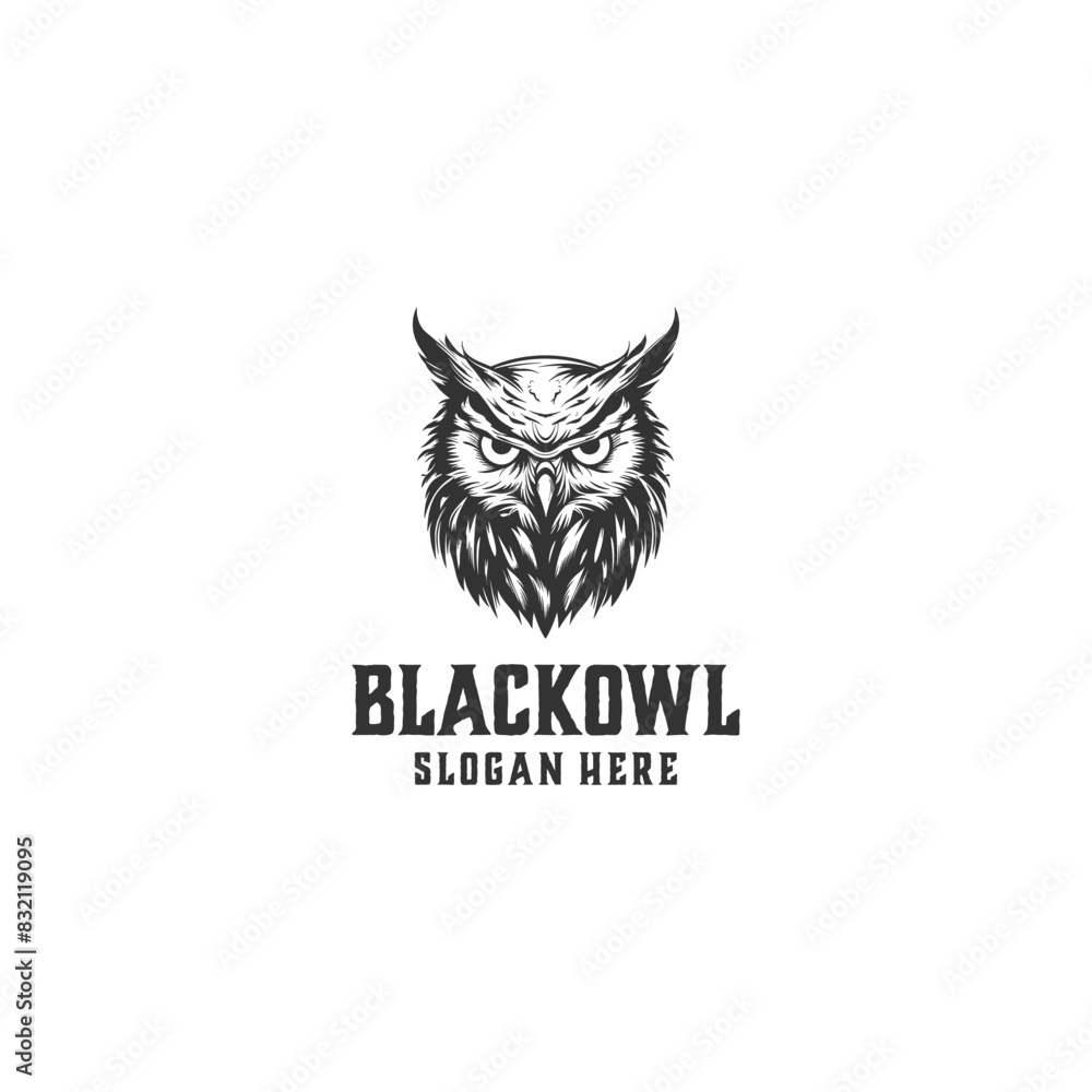 Black owl logo vector illustration Black owl logo vector illustration