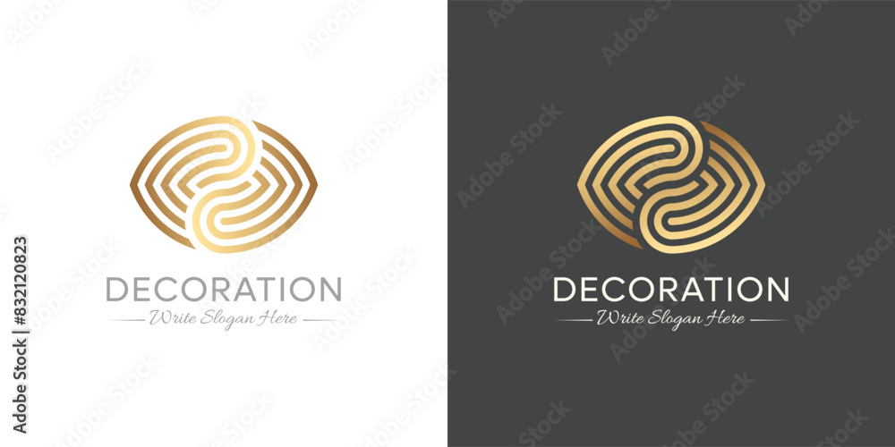 Geometric circle logo, vector line art zen pattern. Geometric linear ornament, editable stroke Geometric circle logo, vector line art zen pattern. Geometric linear ornament, editable stroke