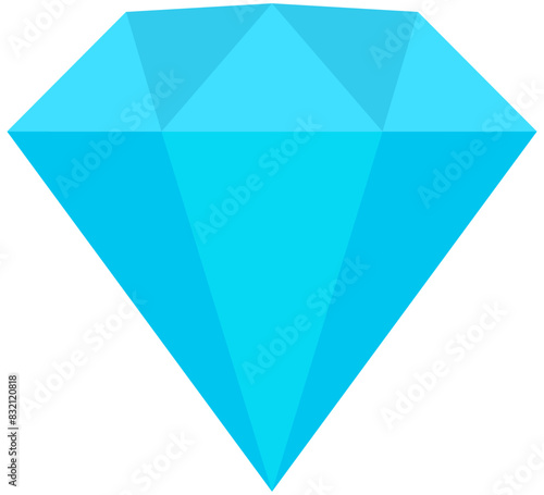 Blue diamond icon isolated on white background.