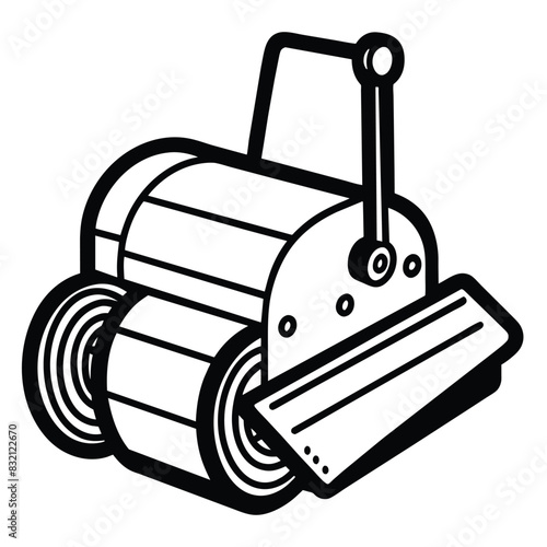 Solid color outline Steamroller hand drawn icon vector