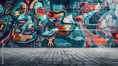 An abstract graffiti wall with a blend of pastel watercolor effects