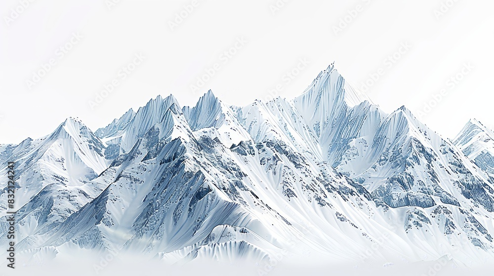 Obraz premium A snowcovered mountain range with a clear sky on a