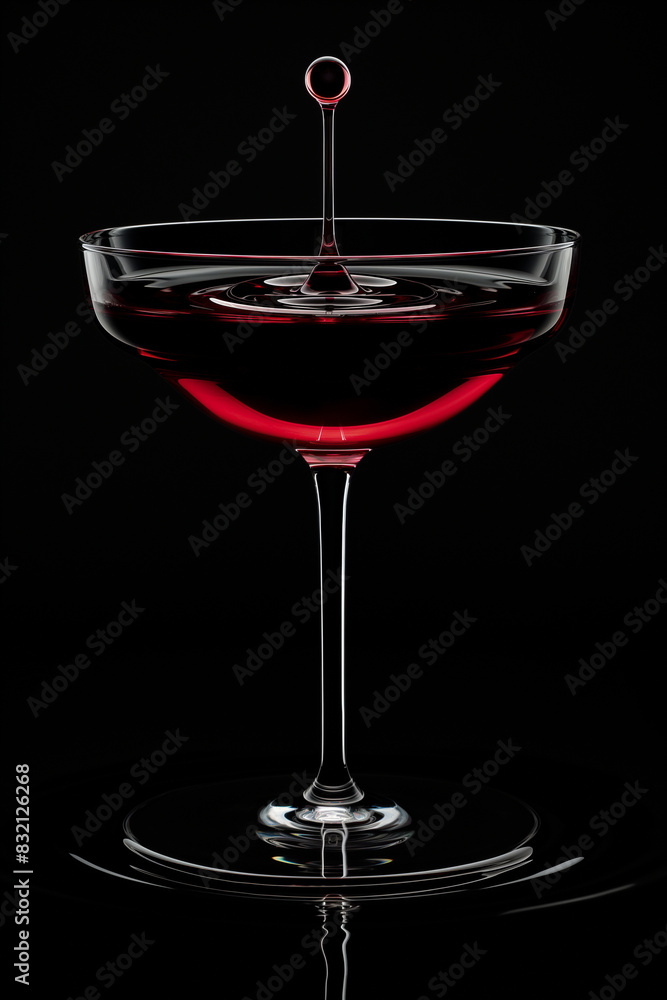 Glass with red wine on black Glass with red wine on black