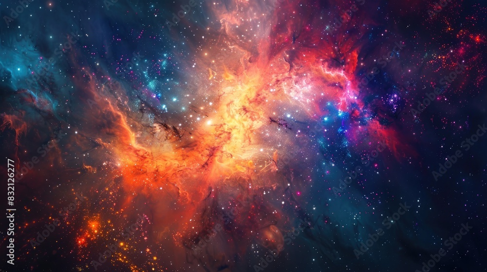 A close-up of a galaxy with vibrant colors and sparkling stars, showcasing the beauty of the universe A close-up of a galaxy with vibrant colors and sparkling stars, showcasing the beauty of the universe