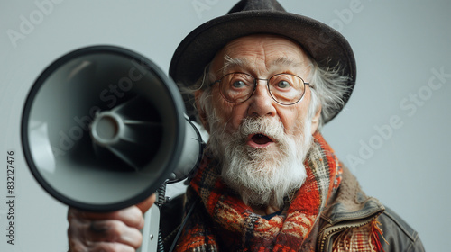 old man with megaphone, ann...