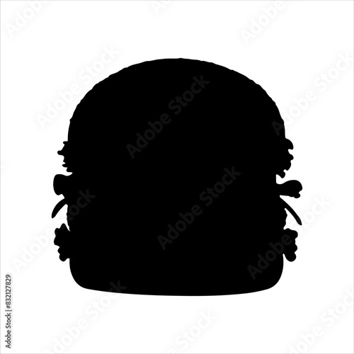 Tasty hamburger silhouette isolated on white background. Hamburger icon vector illustration design.