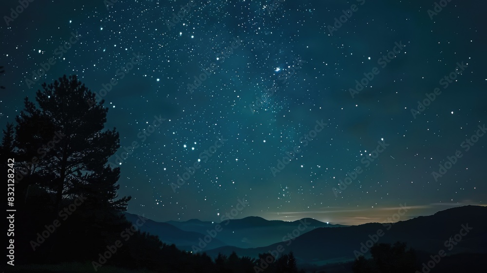 Fototapeta premium A dark sky park with a clear, star-filled night sky, perfect for stargazing and astrophotography