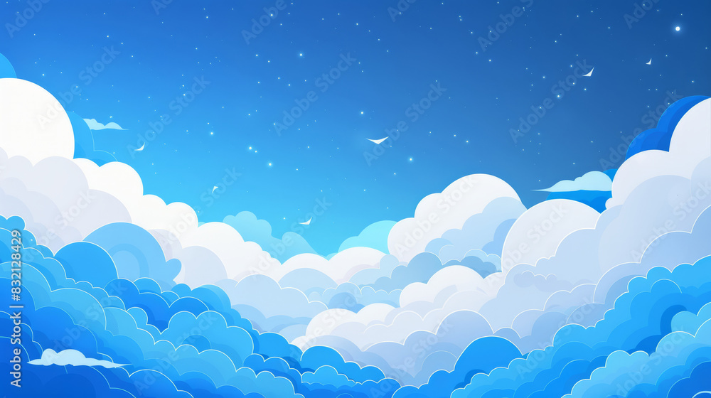 Abstract sky and clouds illustration with stars Abstract sky and clouds illustration with stars