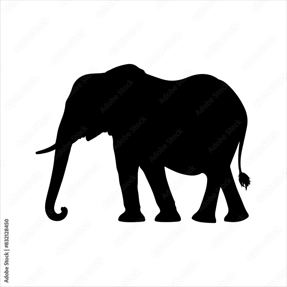 Obraz premium African elephant silhouette isolated on white background. Elephant icon vector illustration design.