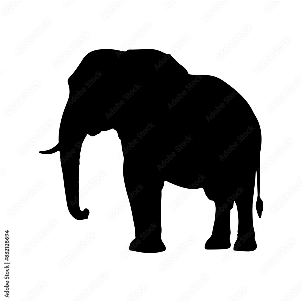Fototapeta premium Big male elephant silhouette isolated on white background. Elephant icon vector illustration design.