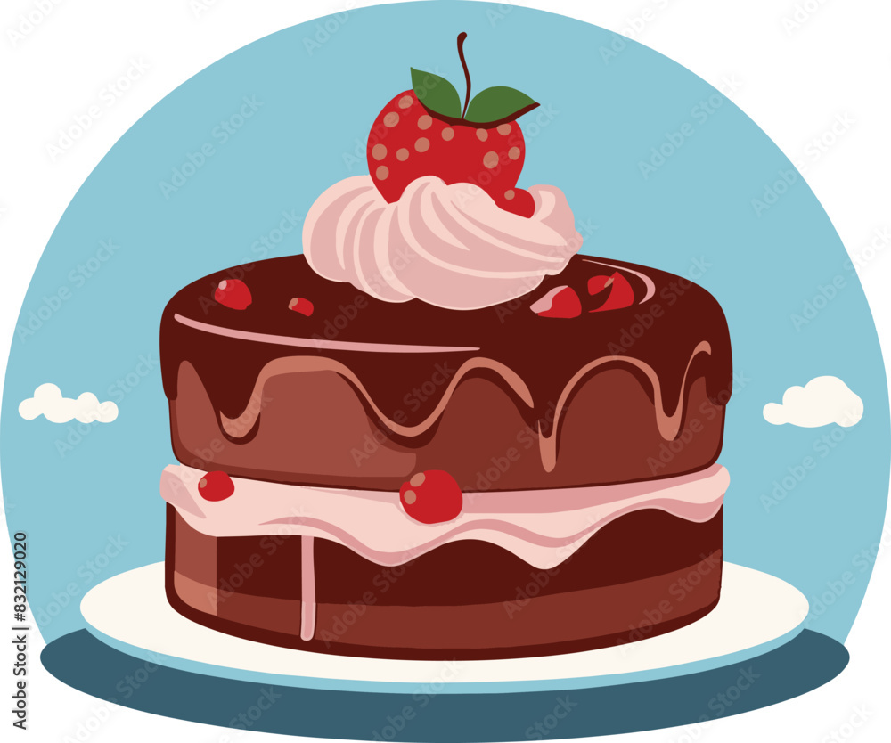 Chocolate Cake Vector illustration On White Background. Chocolate Cake Vector illustration On White Background.
