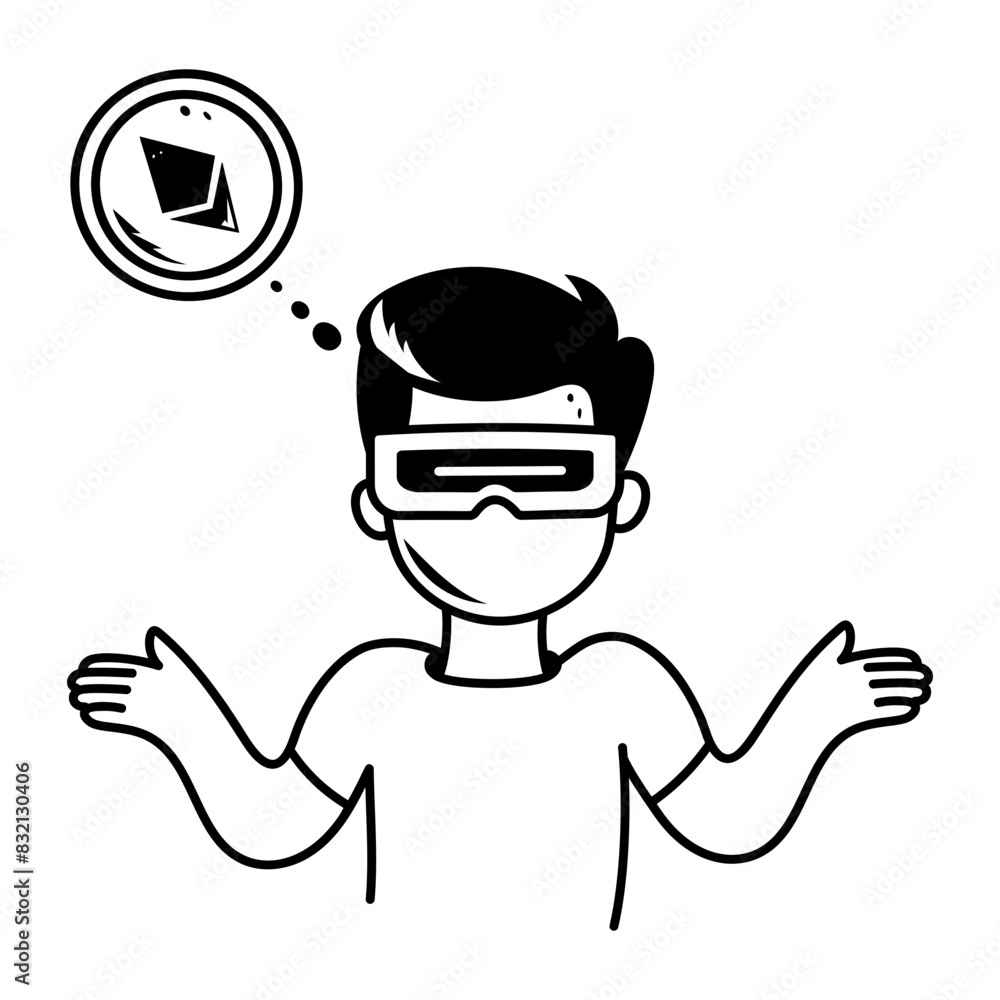 An icon of vr trading in doodle style An icon of vr trading in doodle style