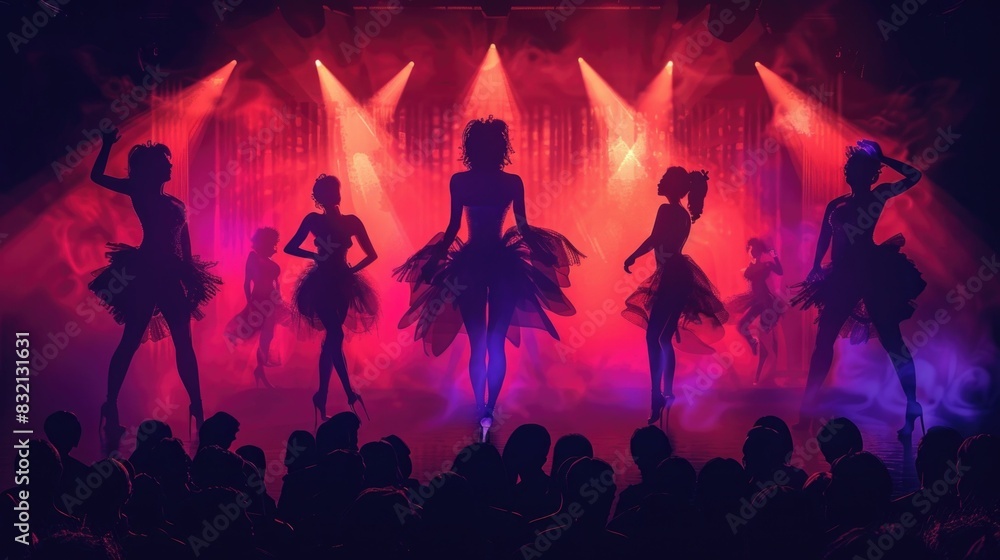 Flamboyant performers take the stage in a vibrant colorful display of dramatic costumes and bold expressive makeup captivating the audience with their electrifying energy and theatrical flair