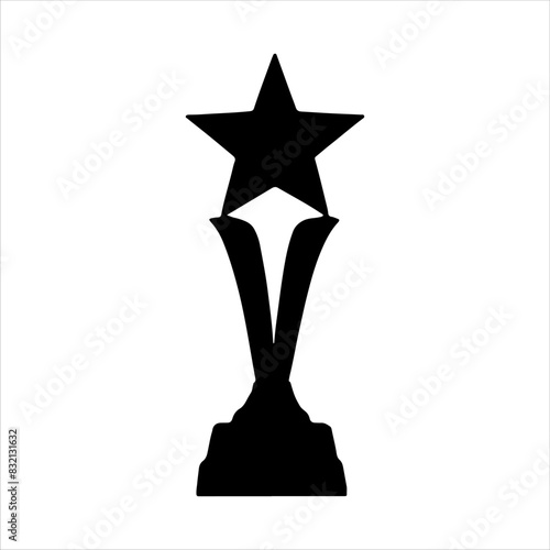 Acrylic star trophy silhouette isolated on white background. Star trophy icon vector illustration design.
