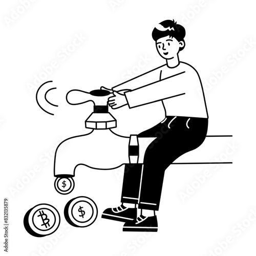 A well-designed doodle mini illustration of passive income 